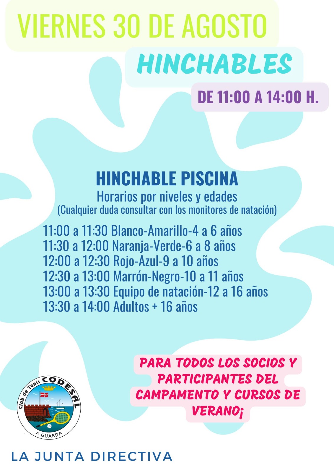 Viernes 30 de Agosto, Hinchables de 11 a 14 horas